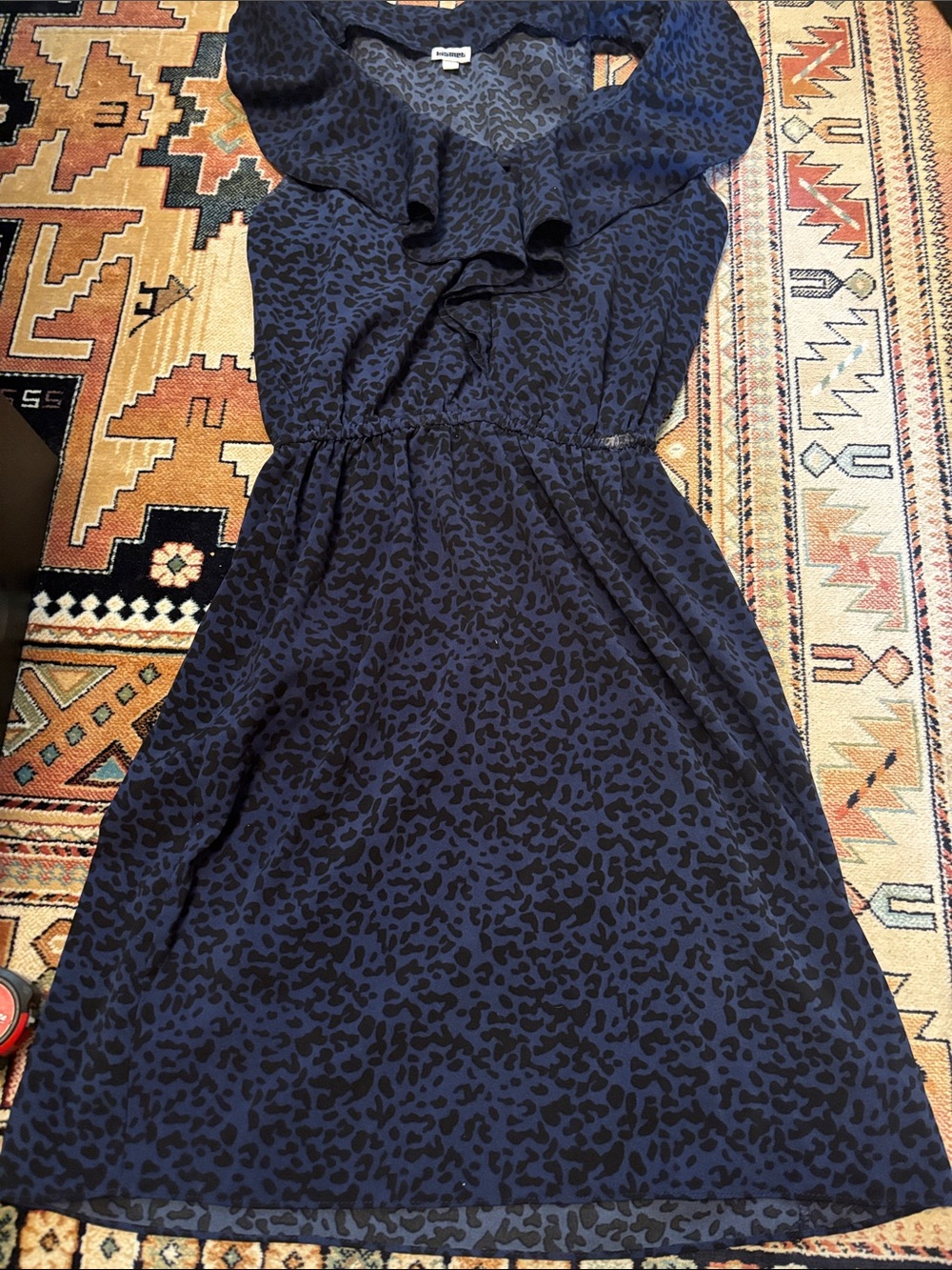 Kismet Navy Blue Animal Print Midi Dress